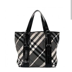 Burberry Nylon Beat Check Victoria Tote Black